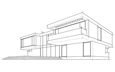 architecture 3d vector drawing