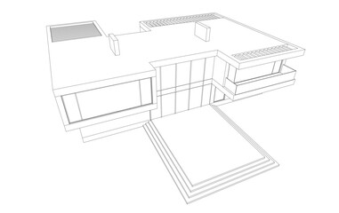 architecture 3d vector drawing