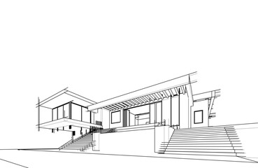 architecture 3d vector drawing