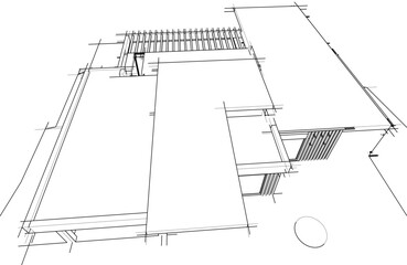 architecture 3d vector drawing