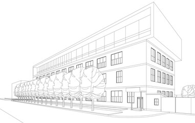 architecture 3d vector drawing