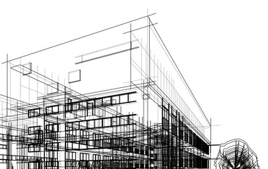 Obraz premium architecture 3d vector drawing