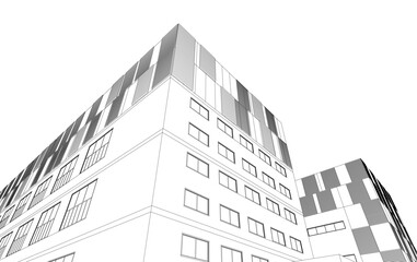 Fototapeta premium architecture 3d vector drawing