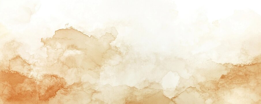 Warm sepia toned watercolor sky background Abstract cloudy sky in golden earth hues, perfect for vintage, retro or nostalgic designs. Ideal for autumn themes, Thanksgiving cards