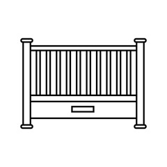 Baby crib icon vector. Cot illustration sign. Crib symbol or logo.