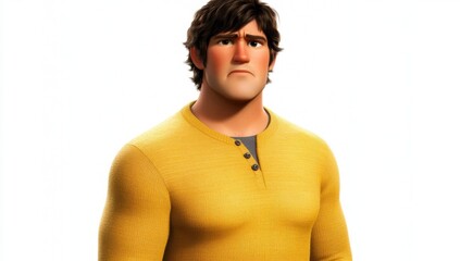 Fototapeta premium An image of a young cartoon character on a white background that is stressed out