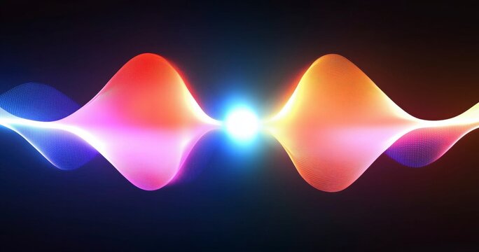 3D Render Close-Up of Vibrant Abstract Colorful Dynamic Gradient Wave Pattern on Dark Background: Technology Sound Wave, Music Post, AI Voice Assistant, Tech Background