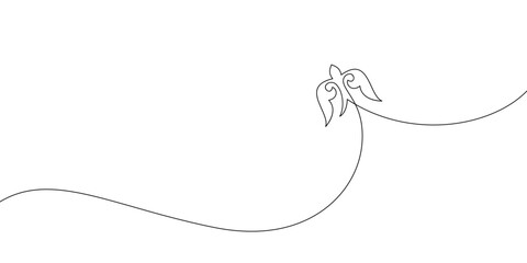 Kazakh ornament continuous line drawing, Kus kanat (bird's wings) Representing freedom and happiness, Bird flying freely over the Kazakh steppe, Vector illustration nomad traditional design element