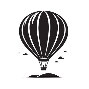 Hot air ballon vector silhouette. Hot air ballon logo, icon design. Hot air ballon illustration.