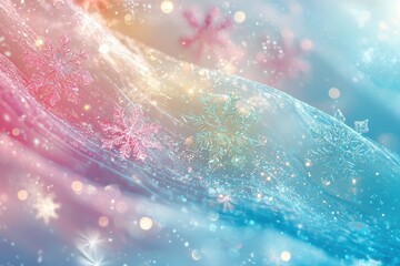 Magical winter wonderland with snowflakes and shimmering light