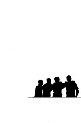 Silhouette teamwork hugging each other back view design vector, friendship day silhouette illustration 