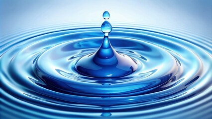 A stylized blue droplet icon with ripples and splashes, creating a dynamic and modern design element for water,