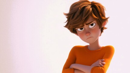 Cartoon character with a visible rash on their arm, looking concerned and scratching it slightly, which indicates an allergic reaction, on white background