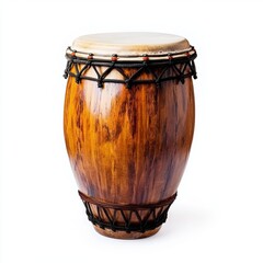 Conga drum or tumbadora isolated on white background. Concept, musical instrument for rhythm of music to make more fun for performing on dancing with conga latin rhythm.