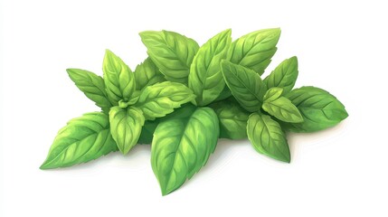 Obraz premium Spearmint clipart, element, 3D illustration, realistic, isolated on white background