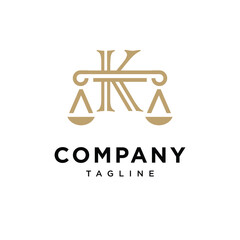 Letter K law Justice Scale Logo icon vector