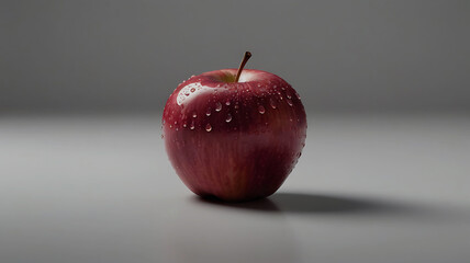 A Red Apple with Water Picture of Go Apple with a Leaf Leaves Background