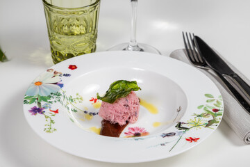 creamed cod with red turnip