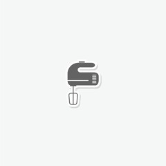 Hand mixer icon sticker isolated on gray background