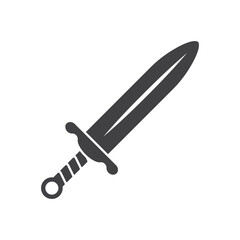 Old medieval sword icon in flat style. Weapon vector illustration on isolated background. Razor blade sign business concept.