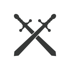 Old medieval sword icon in flat style. Weapon vector illustration on isolated background. Razor blade sign business concept.