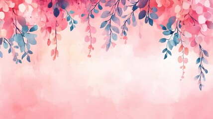 A delicate watercolor floral background featuring soft pink and blue hues, perfect for invitations or art projects.