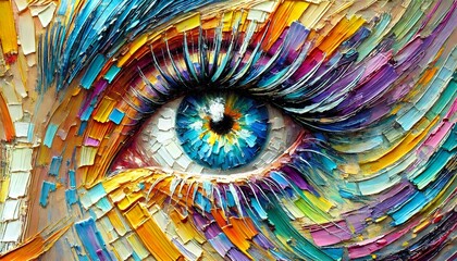 カラフルな1つ目を描いた油絵