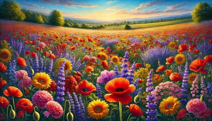 花がたくさんの野原