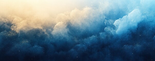 Dramatic sunset sky watercolor background - Vibrant gold yellow and deep blue abstract cloudy wash, ideal for inspirational, motivational and spiritual themed designs, quotes, social media and more