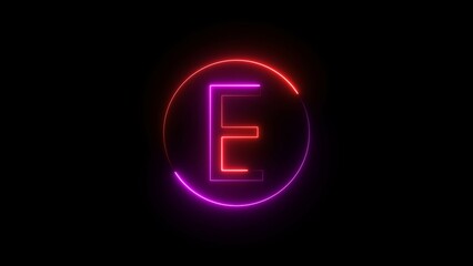 Neon Red and Purple Color Glowing Letter Illustration.