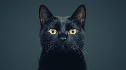 Black Cat with Yellow Eyes Portrait