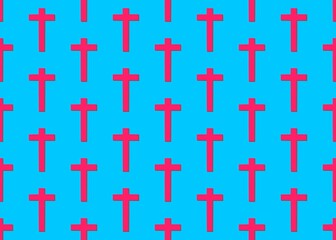 Seamless pattern with crosses. Pattern with crosses in pink and blue colors. Cross silhouette.