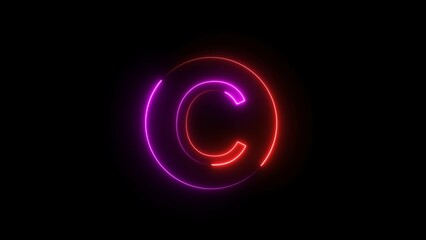 Neon Red and Purple Color Glowing Letter Illustration.