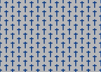 Seamless pattern with crosses. Pattern with crosses in blue and gray colors. Cross silhouette.