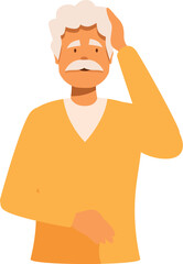 Senior man touching his head and feeling confused, a person with memory loss or dementia