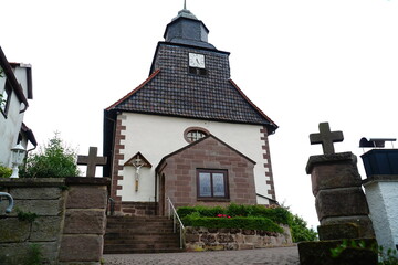 Fototapeta premium The Roman Catholic branch church of St. Ägidius in the small village Marth Eichsfeld, Thuringia, Germany. The church was first mentioned in a document when it was built in 1732.