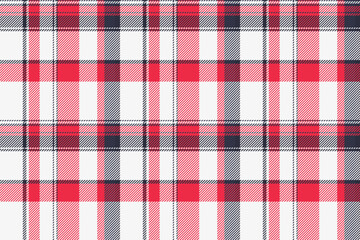 Magazine check fabric tartan, skill textile background vector. Upscale texture plaid pattern seamless in white and red colors.