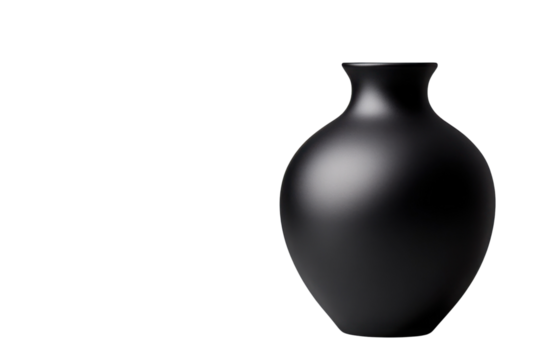 Elegant black vase showcasing a modern design, perfect for home decor or artistic arrangements.