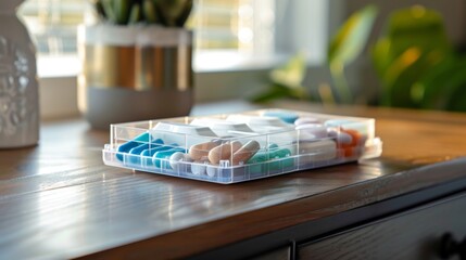 Organized Weekly Pillbox with Colorful Medications