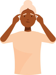 Fototapeta premium Elderly woman covering her ears with fingers, suffering from deafness, tinnitus, loud noise or headache