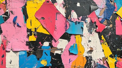 Naklejka premium A chaotic mix of jagged shapes and contrasting colors, expressing the feeling of frustration and confusion.