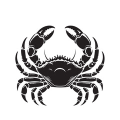 Crab vector silhouette. Crab logo, icon design. Crab illustration black and white.