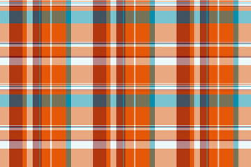 Fall seamless background vector, carnival textile plaid tartan. Editable texture check pattern fabric in orange and pastel colors.