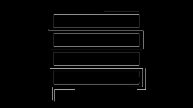 HUD frame element animation. White  on a black background 4K video