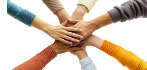 PNG Startup hands together teamwork diverse collaboration.