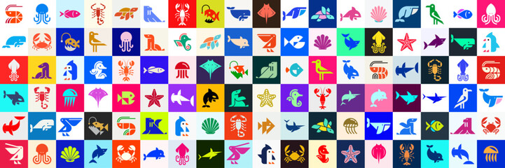 Animals logos collection. Animal logo set. Icon design © Nataliia