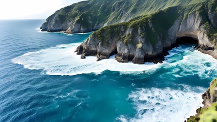 waves crashing on rocks