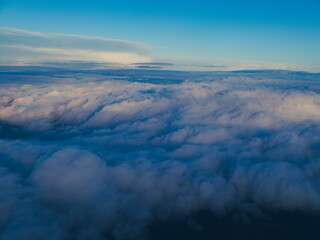view on clouds from airplane window