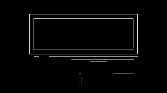 HUD frame element animation. White  on a black background 4K video