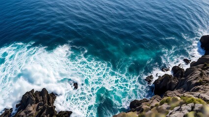waves crashing on rocks
